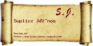 Suplicz János névjegykártya