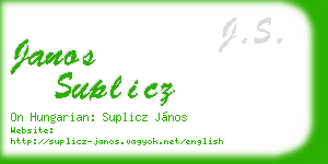 janos suplicz business card